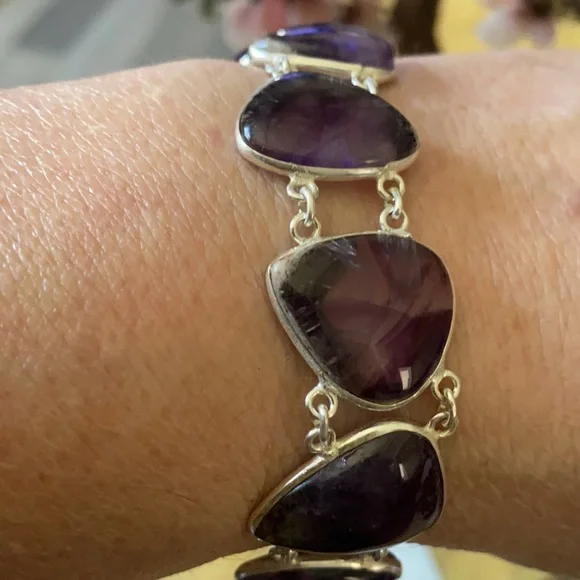 Vintage 925 natural amethyst bracelet - Picture 5 of 7